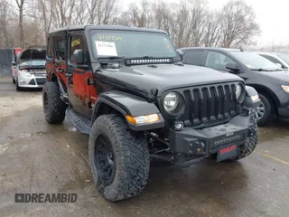 2018 Jeep Wrangler Unlimited Sahara with VIN 1C4HJXEG7JW205084, listed as a IAAI auction lot 41179386 with 81,389 mi miles. Bid and sale history available at carsss.com. Image 1.