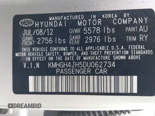 2013 Hyundai Equus Signature with VIN KMHGH4JH5DU062734, listed as a IAAI auction lot 42701207 with 97,413 mi miles and . Bid and sale history available at DreamBid. Image 9.