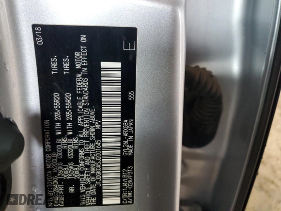 2018 Lexus RX with VIN JTJDGKCA5J2001645, listed as a Copart auction lot 43565565 with 72,617 mi miles and Salvage Title. Bid and sale history available at carsss.com. Image 13.