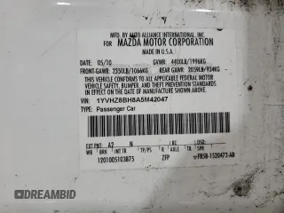 2010 Mazda 6 i Sport with VIN 1YVHZ8BH8A5M42047, listed as a Copart auction lot 51995225 with 187,217 mi miles and Salvage Title. Bid and sale history available at carsss.com. Image 15.