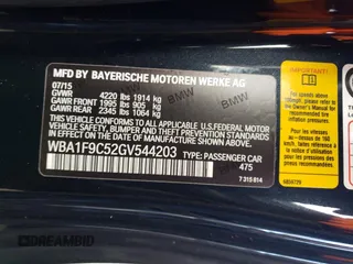 2016 BMW 2 Series 228i with VIN WBA1F9C52GV544203, listed as a Copart auction lot 36497833 with 34,459 mi miles and . Bid and sale history available at carsss.com. Image 12.