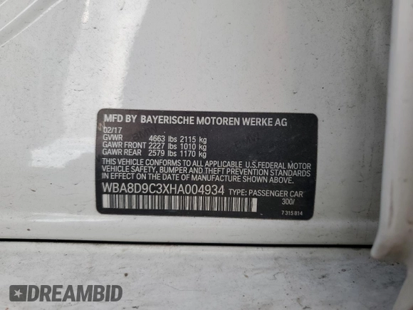 2017 BMW 3 Series 330i xDrive with VIN WBA8D9C3XHA004934, listed as a Copart auction lot 55471215 with 91,825 mi miles and Salvage title. Bid and sale history available at DreamBid. Image 12.