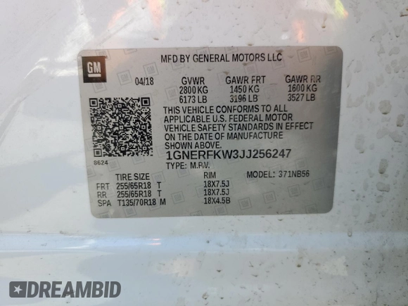 2018 Chevrolet Traverse LS with VIN 1GNERFKW3JJ256247, listed as a Copart auction lot 66108344 with 0 mi miles and Salvage Title. Bid and sale history available at carsss.com. Image 13.