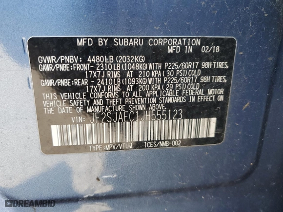 2018 Subaru Forester Premium with VIN JF2SJAEC1JH555123, listed as a Copart auction lot 50688485 with 123,917 mi miles and Salvage Title. Bid and sale history available at carsss.com. Image 15.