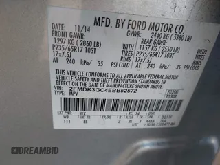 2014 Ford Edge SE with VIN 2FMDK3GC4EBB52572, listed as a IAAI auction lot 41846014 with 111,061 mi miles and . Bid and sale history available at DreamBid. Image 9.