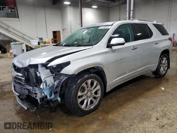2019 Chevrolet Traverse Premier z VIN 1GNEVKKW2KJ285454, wystawiony jako Copart lot #52759525 z przebiegiem 112 222 mil mil oraz Szkoda całkowita • Salvage title. Historia ofert i sprzedaży dostępna na DreamBid. Obrazek 1.