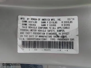 2014 Honda Accord Sedan Sport with VIN 1HGCR2F5XEA172847, listed as a IAAI auction lot 41950716 with 176,472 mi miles. Bid and sale history available at carsss.com. Image 9.