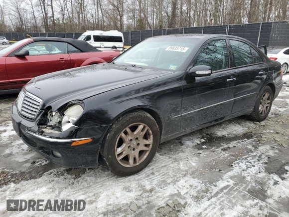 2005 Mercedes-Benz E-Class 3.2L with VIN WDBUF65J85A714205, listed as a Copart auction lot 89035715 with 217,139 mi miles and Salvage Title. Bid and sale history available at carsss.com. Image 1.