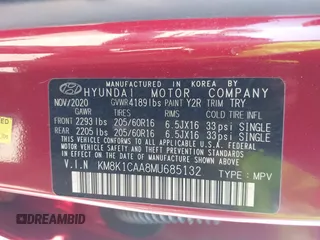 2021 Hyundai Kona SE z VIN KM8K1CAA8MU685132, wystawiony jako IAAI lot #42063844 z przebiegiem 15 519 mil mil oraz . Historia ofert i sprzedaży dostępna na DreamBid. Obrazek 9.