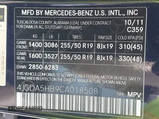 2012 Mercedes-Benz M 350 with VIN 4JGDA5HB9CA018508, listed as a IAAI auction lot 42149549 with 103,648 mi miles and . Bid and sale history available at DreamBid. Image 9.