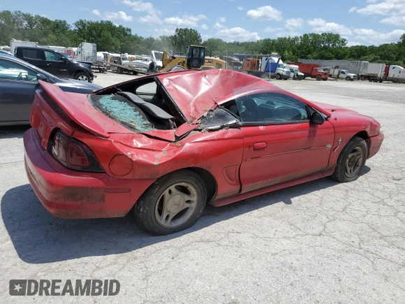 1997 Ford Mustang with VIN 1FALP4046VF167444, listed as a Copart auction lot 56124124 with 148,076 mi miles and Salvage Title. Bid and sale history available at carsss.com. Image 3.
