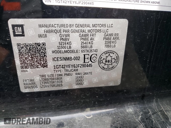2018 GMC Sierra 3500HD Denali z VIN 1GT42YEY6JF290445, wystawiony jako Copart lot #69260864 z przebiegiem 46 963 mil mil oraz Szkody całkowita. Historia ofert i sprzedaży dostępna na DreamBid. Obrazek 15.
