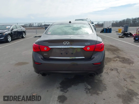 2016 Infiniti Q50 2.0t Premium with VIN JN1CV7AR3GM250651, listed as a IAAI auction lot 41768184 with 105,621 mi miles. Bid and sale history available at carsss.com. Image 16.