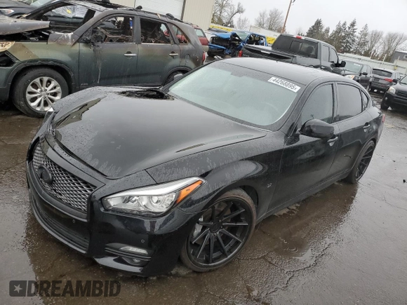 2018 Infiniti Q70 Luxe with VIN JN1BY1PR4JM370490, listed as a Copart auction lot 44268895 with 95,590 mi miles and Salvage title. Bid and sale history available at DreamBid. Image 1.
