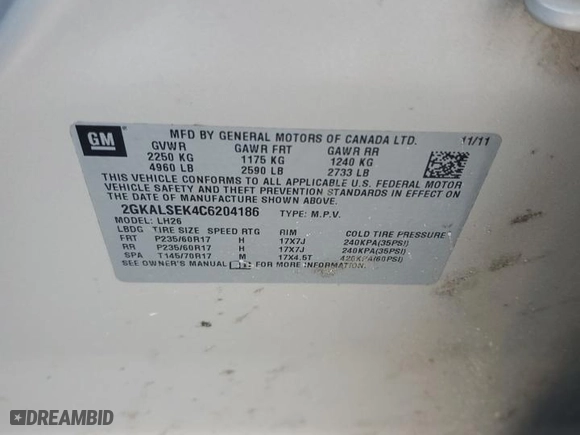 2012 GMC Terrain SLE-2 with VIN 2GKALSEK4C6204186, listed as a Copart auction lot 88552535 with 85,048 mi miles and Salvage Title. Bid and sale history available at carsss.com. Image 14.