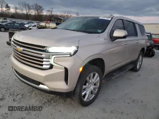 2021 Chevrolet Suburban High Country with VIN 1GNSKGKL9MR146750, listed as a Copart auction lot 41587165 with 89,110 mi miles and Salvage Title. Bid and sale history available at carsss.com. Image 1.