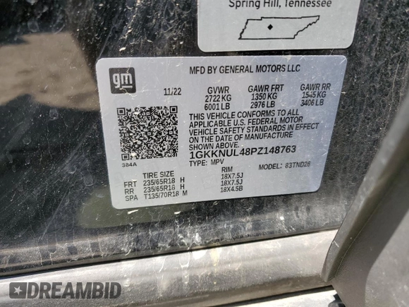 2023 GMC Acadia SLT with VIN 1GKKNUL48PZ148763, listed as a Copart auction lot 52166985 with 49,725 mi miles and Clean Title. Bid and sale history available at DreamBid. Image 13.