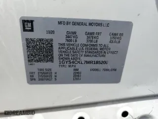 2021 Cadillac Escalade Premium Luxury with VIN 1GYS4CKL7MR185200, listed as a Copart auction lot 75766974 with 0 mi miles and Salvage Title. Bid and sale history available at carsss.com. Image 13.