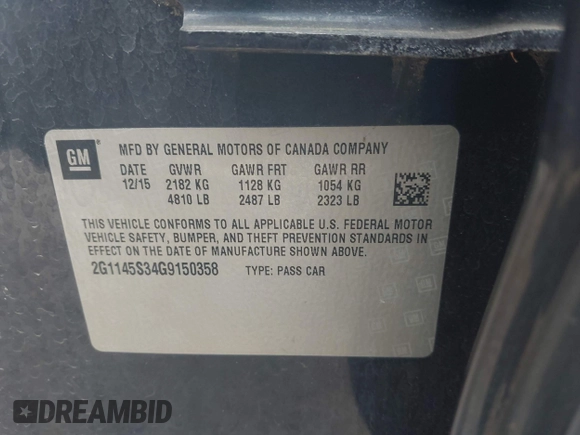 2016 Chevrolet Impala LTZ with VIN 2G1145S34G9150358, listed as a IAAI auction lot 42441714 with 158,458 mi miles and . Bid and sale history available at DreamBid. Image 9.