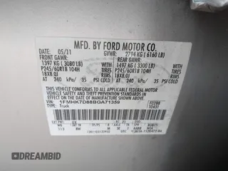 2011 Ford Explorer XLT with VIN 1FMHK7D88BGA71359, listed as a IAAI auction lot 42162122 with 171,530 mi miles and . Bid and sale history available at carsss.com. Image 9.