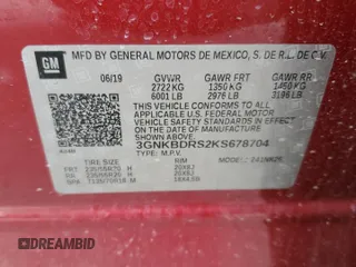 2019 Chevrolet Blazer z VIN 3GNKBDRS2KS678704, wystawiony jako Copart lot #85765724 z przebiegiem 49 392 mil mil oraz Szkoda całkowita • Salvage title. Historia ofert i sprzedaży dostępna na DreamBid. Obrazek 12.