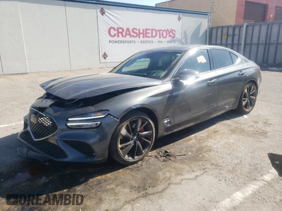 2022 Genesis G70 3.3T with VIN KMTG54TE5NU081156, listed as a Copart auction lot 66565194 with 35,127 mi miles and Salvage Title. Bid and sale history available at carsss.com. Image 1.