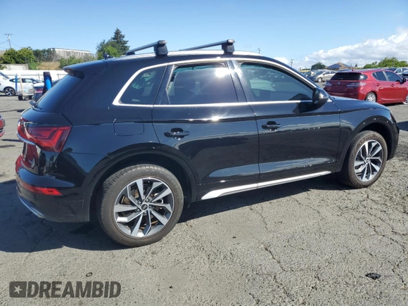 2021 Audi Q5 Premium Plus with VIN WA1BAAFY6M2020296, listed as a Copart auction lot 56736205 with 75,955 mi miles and Salvage title. Bid and sale history available at DreamBid. Image 3.