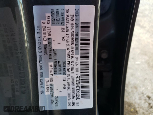 2021 Mazda 3 Premium with VIN 3MZBPADL0MM200357, listed as a Copart auction lot 77378713 with 62,973 mi miles and Non repairable. Bid and sale history available at DreamBid. Image 14.