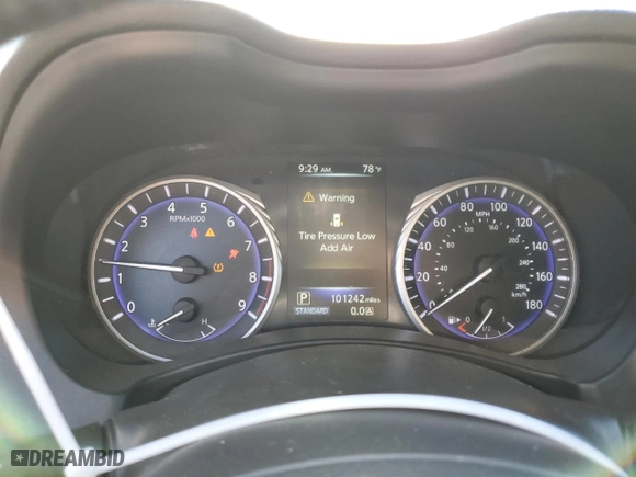2015 Infiniti Q50 with VIN JN1BV7AP9FM349726, listed as a Copart auction lot 45688445 with 101,242 mi miles and Salvage Title. Bid and sale history available at carsss.com. Image 9.