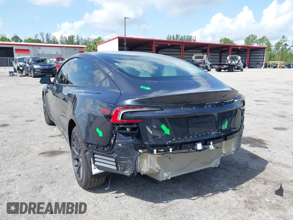 2025 Tesla Model 3 Long Range with VIN 5YJ3E1EA7SF940208, listed as a IAAI auction lot 42433793 with 1,983 mi miles and . Bid and sale history available at DreamBid. Image 6.