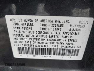 2016 Acura ILX w/Premium/A-SPEC Pkg with VIN 19UDE2F80GA003420, listed as a IAAI auction lot 42023333 with 155,568 mi miles. Bid and sale history available at carsss.com. Image 9.