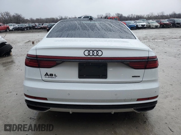 2021 Audi A8 with VIN WAU8DAF87MN011853, listed as a Copart auction lot 47758395 with 63,217 mi miles and Salvage Title. Bid and sale history available at carsss.com. Image 6.