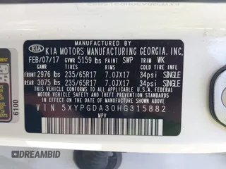 2017 Kia Sorento LX z VIN 5XYPGDA30HG315882, wystawiony jako IAAI lot #41801283 z przebiegiem 165 950 mil mil oraz . Historia ofert i sprzedaży dostępna na DreamBid. Obrazek 9.