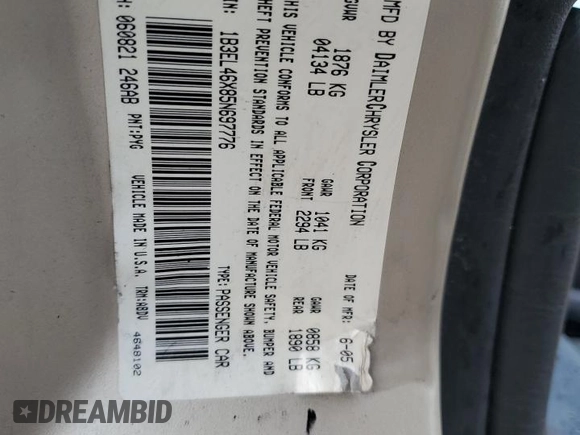 2005 Dodge Stratus SXT z VIN 1B3EL46X85N697776, wystawiony jako Copart lot #80032154 z przebiegiem 159 668 mil mil oraz Szkoda całkowita • Salvage title. Historia ofert i sprzedaży dostępna na DreamBid. Obrazek 12.
