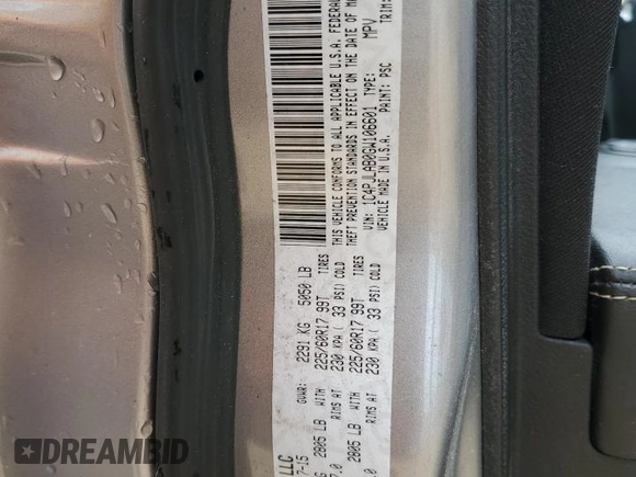 2016 Jeep Cherokee Sport with VIN 1C4PJLAB0GW106601, listed as a Copart auction lot 60854675 with 58,557 mi miles and Salvage title. Bid and sale history available at DreamBid. Image 13.