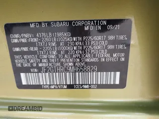 2021 Subaru Crosstrek Special Sports with VIN JF2GTHRC9MH658829, listed as a IAAI auction lot 42141564 with 39,201 mi miles and . Bid and sale history available at DreamBid. Image 9.
