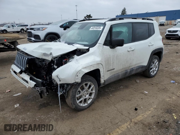2022 Jeep Renegade Latitude with VIN ZACNJDB10NPN90182, listed as a Copart auction lot 44916335 with 25,664 mi miles and Salvage title. Bid and sale history available at DreamBid. Image 1.