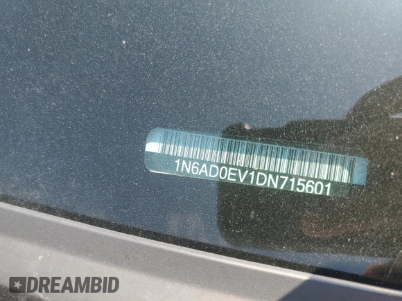 2013 Nissan Frontier SV with VIN 1N6AD0EV1DN715601, listed as a Copart auction lot 60522535 with 192,820 mi miles and Salvage title. Bid and sale history available at DreamBid. Image 12.