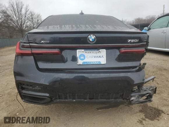 2020 BMW 7 Series 750i xDrive with VIN WBA7U2C08LCD52255, listed as a Copart auction lot 48948745 with 71,030 mi miles and Salvage Title. Bid and sale history available at carsss.com. Image 6.