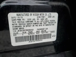 2015 Infiniti Q50 Premium with VIN JN1BV7AP7FM356321, listed as a Copart auction lot 50484505 with 141,310 mi miles and Salvage Title. Bid and sale history available at carsss.com. Image 13.