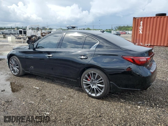 2021 Infiniti Q50 Red Sport 400 with VIN JN1FV7DR3MM881078, listed as a Copart auction lot 71309394 with 28,516 mi miles and Salvage Title. Bid and sale history available at carsss.com. Image 2.