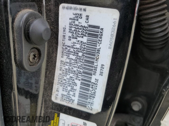2004 Toyota Camry LE with VIN 4T1BF32K24U069645, listed as a Copart auction lot 55358615 with 160,157 mi miles and Clean Title. Bid and sale history available at carsss.com. Image 12.