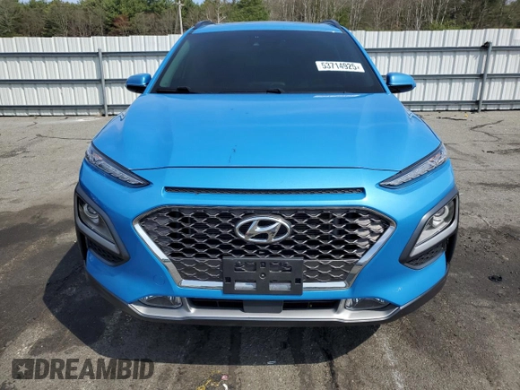 2020 Hyundai Kona Ultimate with VIN KM8K5CA53LU529456, listed as a Copart auction lot 53714925 with 0 mi miles and Salvage Title. Bid and sale history available at carsss.com. Image 5.