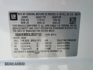 2018 Chevrolet Equinox Premier with VIN 3GNAXNEXXJS507122, listed as a Copart auction lot 47972385 with 71,656 mi miles and Salvage Title. Bid and sale history available at carsss.com. Image 16.