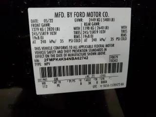 2022 Ford Edge Titanium with VIN 2FMPK4K94NBA62742, listed as a Copart auction lot 51049505 with 0 mi miles and Non Repairable. Bid and sale history available at carsss.com. Image 15.