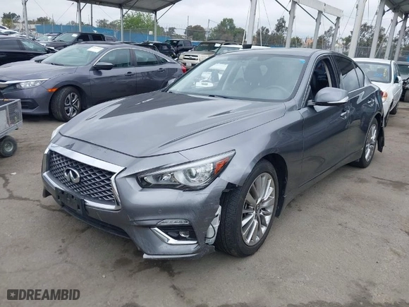 2021 Infiniti Q50 3.0t LUXE with VIN JN1EV7BR7MM751691, listed as a IAAI auction lot 41858239 with 37,948 mi miles. Bid and sale history available at carsss.com. Image 2.
