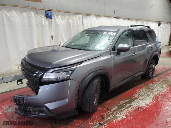 2022 Nissan Pathfinder SV with VIN 5N1DR3BC2NC228602, listed as a Copart auction lot 42744585 with 34,676 mi miles and Salvage Title. Bid and sale history available at carsss.com. Image 1.