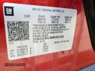 2021 GMC Yukon XL Denali with VIN 1GKS2JKL8MR201361, listed as a Copart auction lot 50563075 with 0 mi miles and Salvage Title. Bid and sale history available at carsss.com. Image 13.