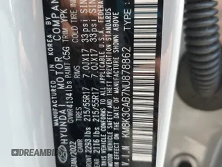 2022 Hyundai Kona SEL with VIN KM8K3CAB7NU878862, listed as a Copart auction lot 52920055 with 18,774 mi miles and Salvage Title. Bid and sale history available at carsss.com. Image 13.
