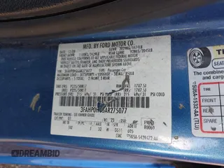 2010 Ford Fusion SE with VIN 3FAHP0HG5AR275077, listed as a IAAI auction lot 41754390 with 211,181 mi miles. Bid and sale history available at carsss.com. Image 9.